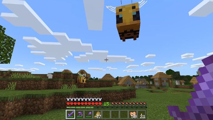 Remember that throwing a bee into the water will result in its slow death - Minecraft: Bees - Mobs - creatures of the world - Minecraft Guide