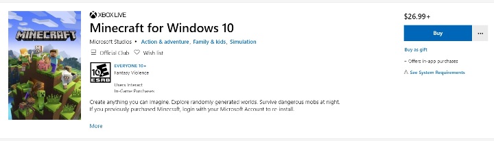 You can purchase it on Microsofts website - Minecraft: Game editions - Appendix - Minecraft Guide