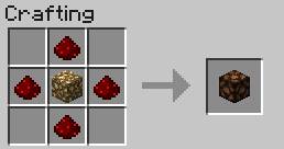 The Redstone Lamp is activated with the redstone signal - Minecraft: Redstone, transportation - recipes, list, crafting - Recipes - Minecraft Guide