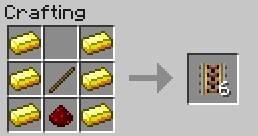 The connected redstone signal sources lend speed to the minecarts running over them - Minecraft: Redstone, transportation - recipes, list, crafting - Recipes - Minecraft Guide