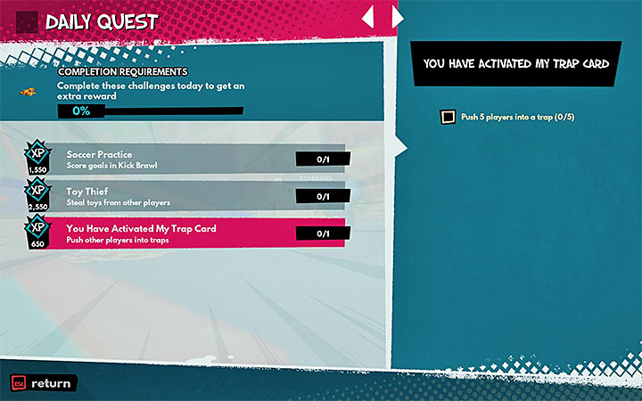 The information about the reward provided for completing each quest/challenge is displayed next to their name - Quests Challenges in MisBits - Basics - MisBits Guide