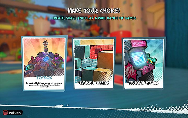 Use the games main menu and select Play - MisBits: ToyBox mode - how to create your own game? - Basics - MisBits Guide