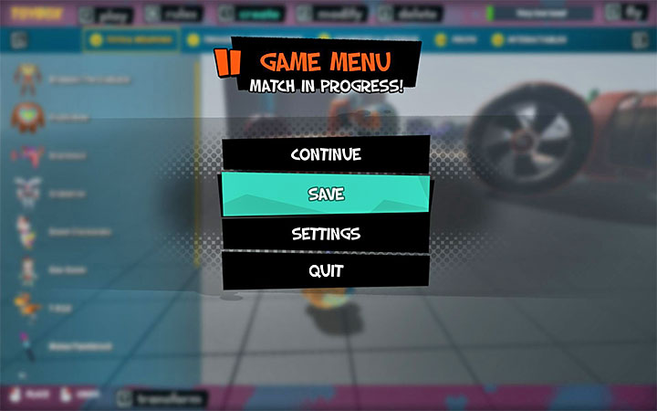 You can save your project at any time - MisBits: ToyBox mode - how to create your own game? - Basics - MisBits Guide