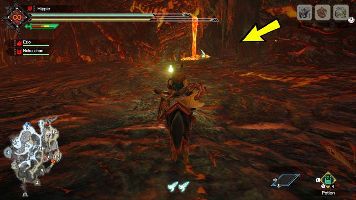 The small entrance to the secret room is easily found with the Green Spiribird - Monster Hunter Rise: Hellbill - How to find? - Fighting & Hunting - Monster Hunter Rise Guide