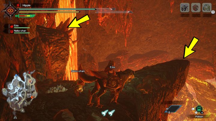 The Hellbill can be found on the edge of the rock or bathed in magma on a nearby stone - Monster Hunter Rise: Hellbill - How to find? - Fighting & Hunting - Monster Hunter Rise Guide