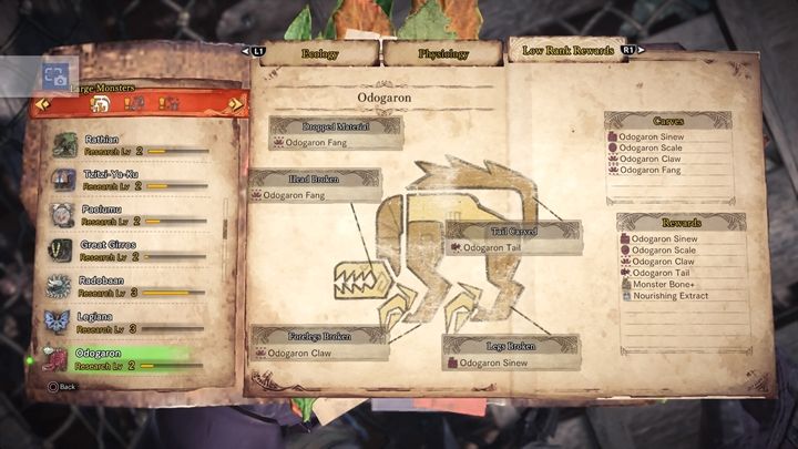 Monsters material - Odogaron - tactics, resistance & weak points - Large Monsters - Monster Hunter World Game Guide