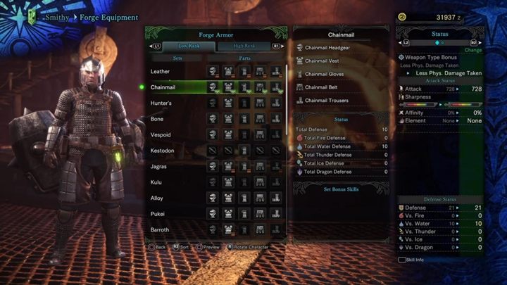 Chainmail armor - stats and resistances - Armors - Low Rank in Monster Hunter World - Workshop - Monster Hunter World Game Guide