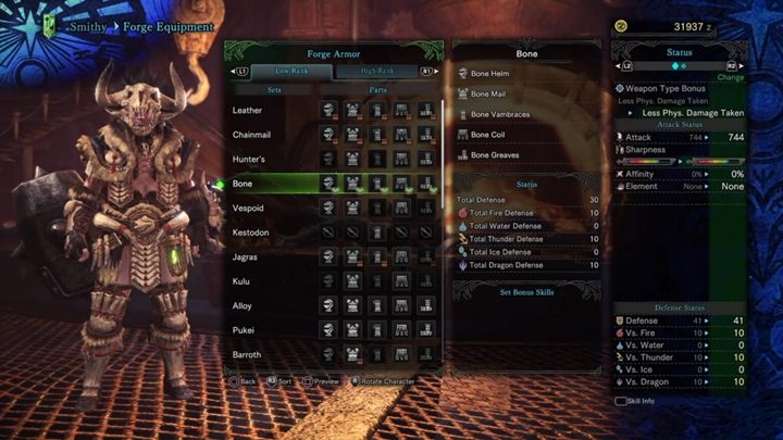 Diablos Armor Set Skills and Forging Materials (Low Rank)