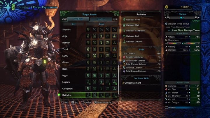 Rathalos Armor - stats and resistances - Armors - Low Rank in Monster Hunter World - Workshop - Monster Hunter World Game Guide