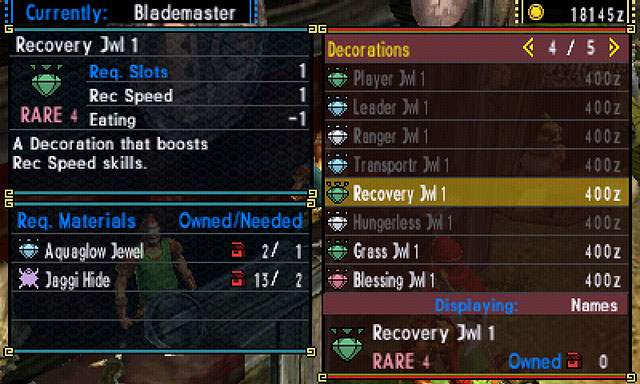 At the end, we have the decorations - Crafting - equipment augmenting and gathering materials - Character - Monster Hunter Generations Game Guide