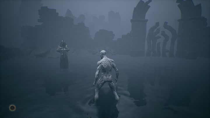 After following the messages that have appeared on the screen, walk up to the statue that holds a sword - Mortal Shell: Tutorial walkthrough - Walkthrough - Mortal Shell Guide, Walkthrough