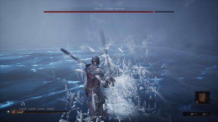 After you spot Tarsus and the fight with him will start to resemble a real battle, he can perform an attack consisting of 3 strikes and an attack from the above - you cannot parry or block this attack - Mortal Shell: Tarsus, the First Martyr boss, how to beat, walkthrough - Bosses - Mortal Shell Guide, Walkthrough