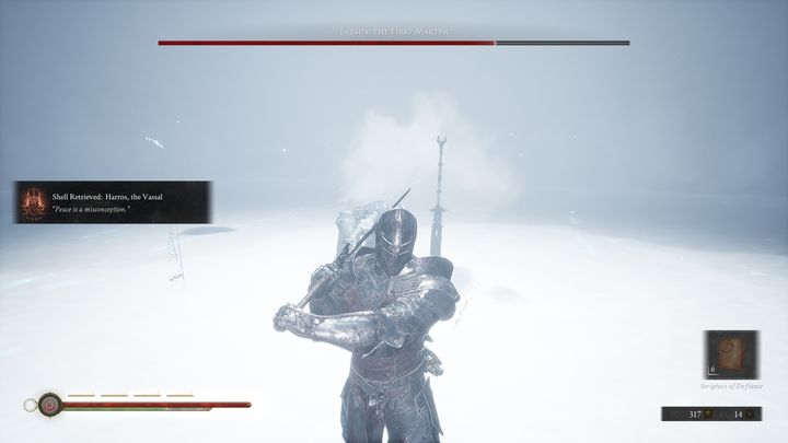 Tarsus occasionally sticks his sword into the ice, then creates a frosty aura around him - Mortal Shell: Tarsus, the First Martyr boss, how to beat, walkthrough - Bosses - Mortal Shell Guide, Walkthrough