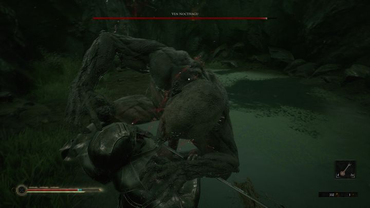 The second of his attacks involves jumping on you and biting you, inflicting heavy damage - Mortal Shell: Ven Noctivagu boss, how to beat, walkthrough - Bosses - Mortal Shell Guide, Walkthrough