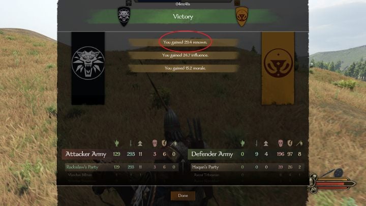 You will gain a lot of reputation by defeating a larger army of the enemy. - Mount and Blade 2 Bannerlord: Clan - recruiting members, clan roles - Basics - Mount and Blade 2 Bannerlord Guide