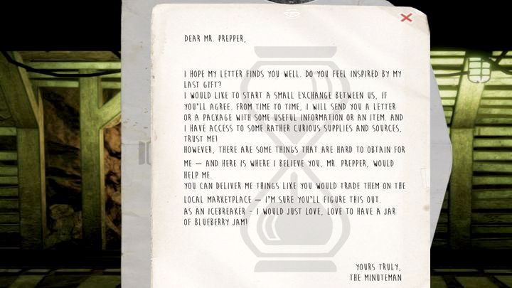 After a few days, you will receive another letter from the Minuteman - Mr Prepper: Minutemans tasks - list, walkthrough - Transition description - Mr Prepper Guide