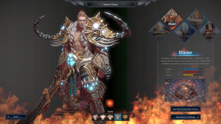 The Blader on the character creation screen. - Blader - MU Legend character classes - Character classes - MU Legend Game Guide