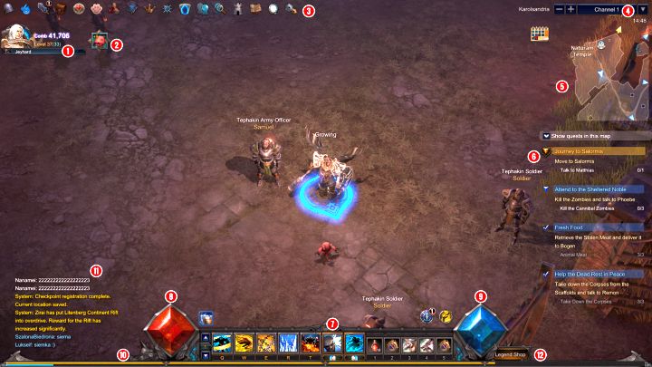 Interface in MU Legend was well planed - all its elements are at the edges of the screen - Interface in MU Legend - Gameplay mechanics - MU Legend Game Guide