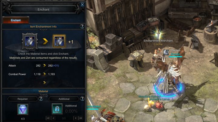 Enchanting items can greatly increase their basic parameters like attack and defense. - Item enchanting in MU Legend - Gameplay mechanics - MU Legend Game Guide