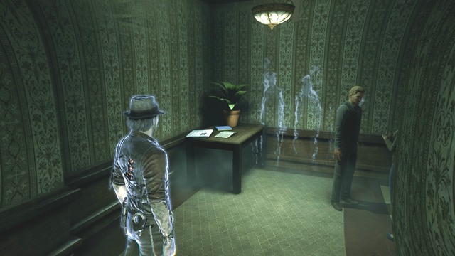 Next to you there are people talking unaware of your presence. - Chapter 1 - Info About My Killer - Collectibles - Murdered: Soul Suspect - Game Guide and Walkthrough