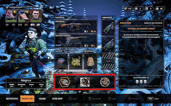The answer to this question is - no, you cannot use all purchased mutations - Are all abilities always active in Mutant Year Zero? - FAQ - Mutant Year Zero Road to Eden Guide