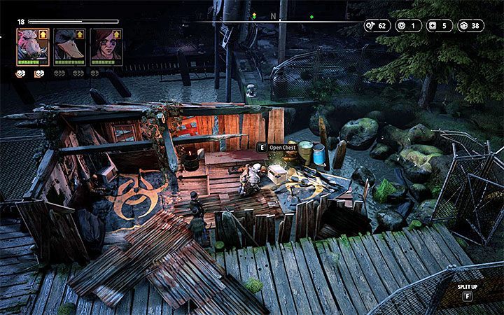 Pyro Armour can also be found in the chest shown in the picture on the marina area in The Sea Titans - How to extinguish a fire in Mutant Year Zero? - FAQ - Mutant Year Zero Road to Eden Guide