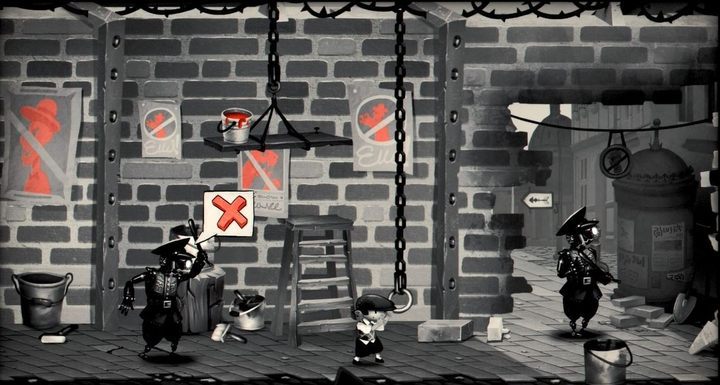 Drop the red paint on the guard on the left. - Chapter 9 - The Inferior World - My memory of Us Walkthrough - Walkthrough - My memory of Us Guide