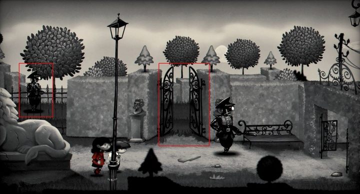 The picture shows the gate you need to use. Note the guard marked in the background - when hes at that spot, you can go past the gate. - Trophies and achievements in My Memory of Us - Hidden content and collectibles - My memory of Us Guide