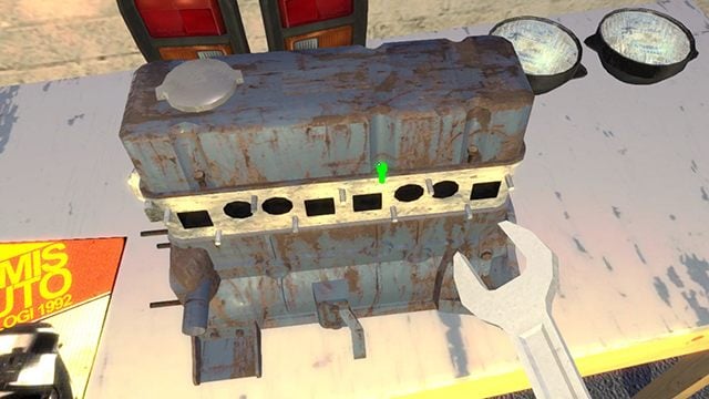 Attach the exhaust manifold to the header of the engine - Engine and Gearbox of the Satsuma car | My Summer Car - Assembling the Satsuma car - My Summer Car Guide