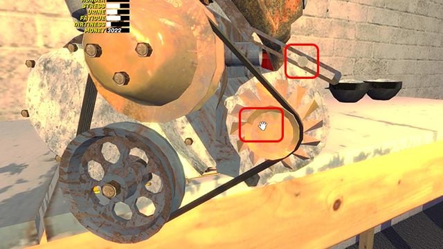 Move the roll to the right as far as it will go, then move it back two clicks and tighten the screw on top. - Engine and Gearbox of the Satsuma car | My Summer Car - Assembling the Satsuma car - My Summer Car Guide