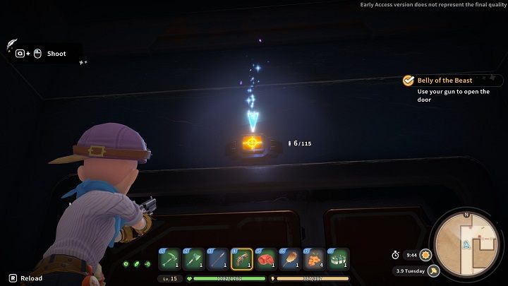 At this point Justice will hand you a gun - My Time at Sandrock: Belly of the Beast - walkthrough - Main missions - My Time at Sandrock Guide, Walkthrough