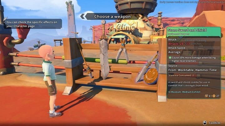 Your character can choose to specialize in five different types of melee weapons - My Time at Sandrock: Weapons and Combat - Basics - My Time at Sandrock Guide, Walkthrough