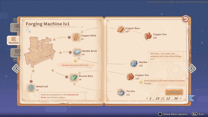 There are three variants of each weapon - Stone, Bronze, and Iron - My Time at Sandrock: Weapons and Combat - Basics - My Time at Sandrock Guide, Walkthrough