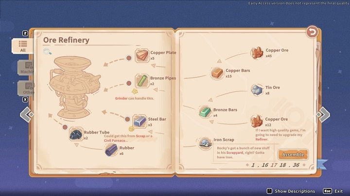 You need the following materials to build the Ore Refinery - My Time at Sandrock: Ore Refinery - how to build? - FAQ - My Time at Sandrock Guide, Walkthrough