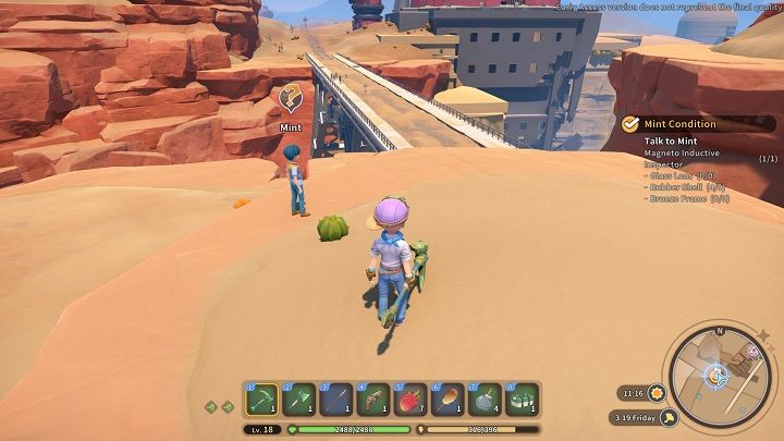 Mint is waiting for you on a hill close to the nearly completed bridge in the western part of the city - My Time at Sandrock: Mint Condition - walkthrough - Main missions - My Time at Sandrock Guide, Walkthrough