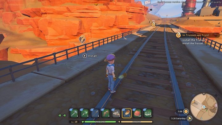 The next day, you'll finally be able to complete the In Trusses We Trust quest - My Time at Sandrock: Mint Condition - walkthrough - Main missions - My Time at Sandrock Guide, Walkthrough
