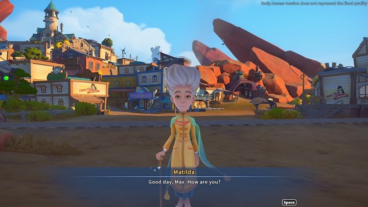 After completing the Pitching In mission, Matilda will appear in your workshop the following morning - My Time at Sandrock: The Old Man and the Tree - walkthrough - Main missions - My Time at Sandrock Guide, Walkthrough