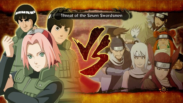 In this combat Guy and Kakashi fight against the Swordsmen during Shinobi War - Threat of the Seven Swordsmen - Boss fights - Naruto Shippuden: Ultimate Ninja Storm 3 - Game Guide and Walkthrough