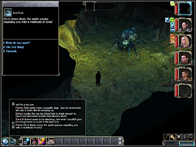 At (4) you'll encounter a gigantic spider who'll try to communicate with you - Duskwood & Ember - The trial - Neverwinter Nights 2 - Game Guide and Walkthrough