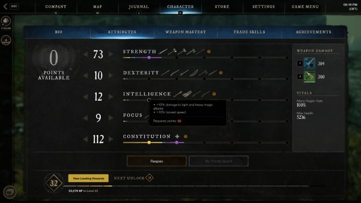 You can receive bonuses to Harvesting by developing intelligence - New World: Harvesting - gathering - Gathering - New World Guide