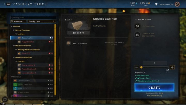 The fastest way to develop Leatherworking in New World is to create better and better skins - New World: Leatherworking - refining - Processing - New World Guide