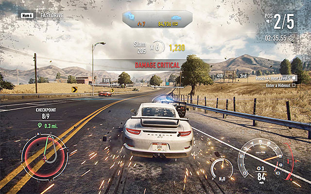 The game always warns you when the car controlled by you is close to being completely destroyed - Vehicle damages and its repairs | Basic information - Basic information - Need for Speed Rivals Game Guide