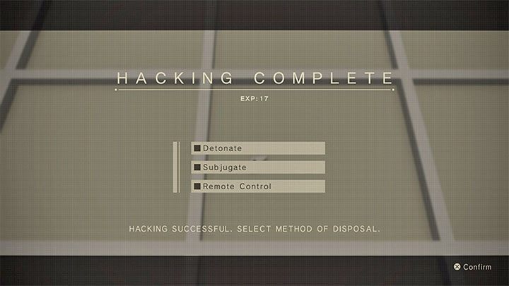 In some situations a successful hacking of an enemy may also give you a list of things to do - example shown in the picture - NieR Automata: Hacking - Basics - NieR Automata Guide