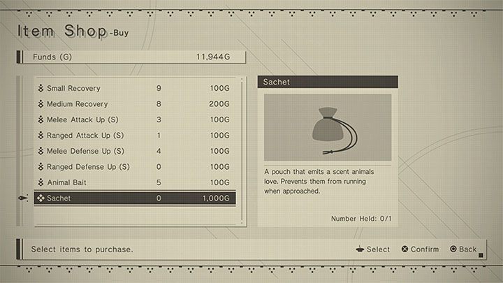 2) Sachet for 1,000 gold - This is a one-time purchase - NieR Automata: Animals - how to tame? - FAQ - NieR Automata Guide