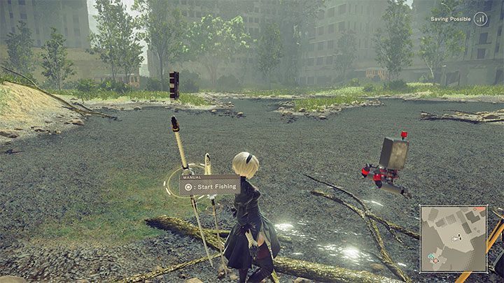 The game allows you to catch fish wherever there are smaller and larger reservoirs, rivers, and streams - NieR Automata: Fishing - how to fish? - FAQ - NieR Automata Guide