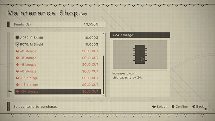 You can buy upgrades to increase the default storage limit and add new slots - NieR Automata: Chips - how to install? - FAQ - NieR Automata Guide