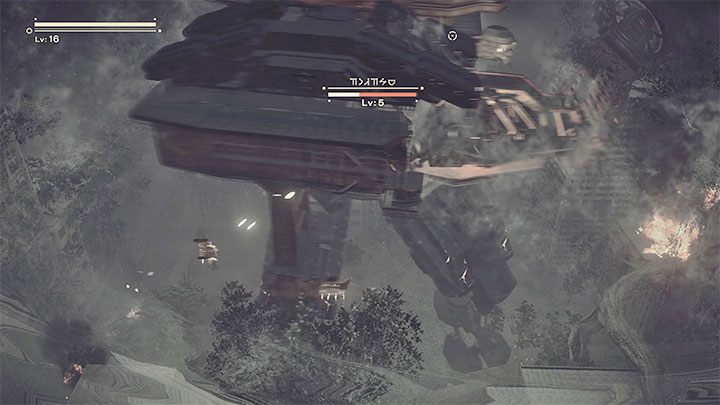 The boss can activate a rocket fire of its own - NieR Automata: Chapter 5, Route A - walkthrough - Route A - NieR Automata Guide