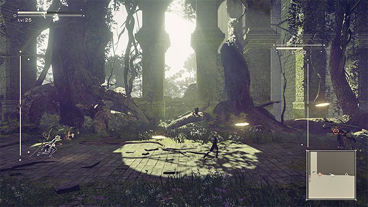 When the camera moves slightly back, it's a sign that the boss is preparing for one of the unique attacks - NieR Automata: Chapter 6, Route A - walkthrough - Route A - NieR Automata Guide