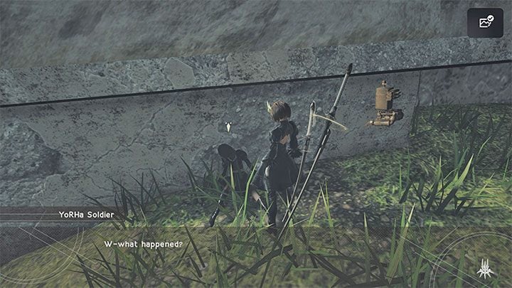 With the scanner, you can return to the coast and use it (hold L1) on defeated YoRHa squad members and a few dying soldiers you'll even be able to question - NieR Automata: Chapter 8, Route A - walkthrough - Route A - NieR Automata Guide