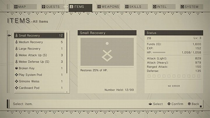 In NieR Automata, the character cannot self-heal by default (later, you can get chips for, e - NieR Automata: Beginners guide - Basics - NieR Automata Guide